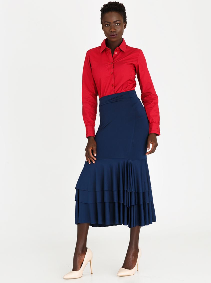 Navy Ruffle Skirt