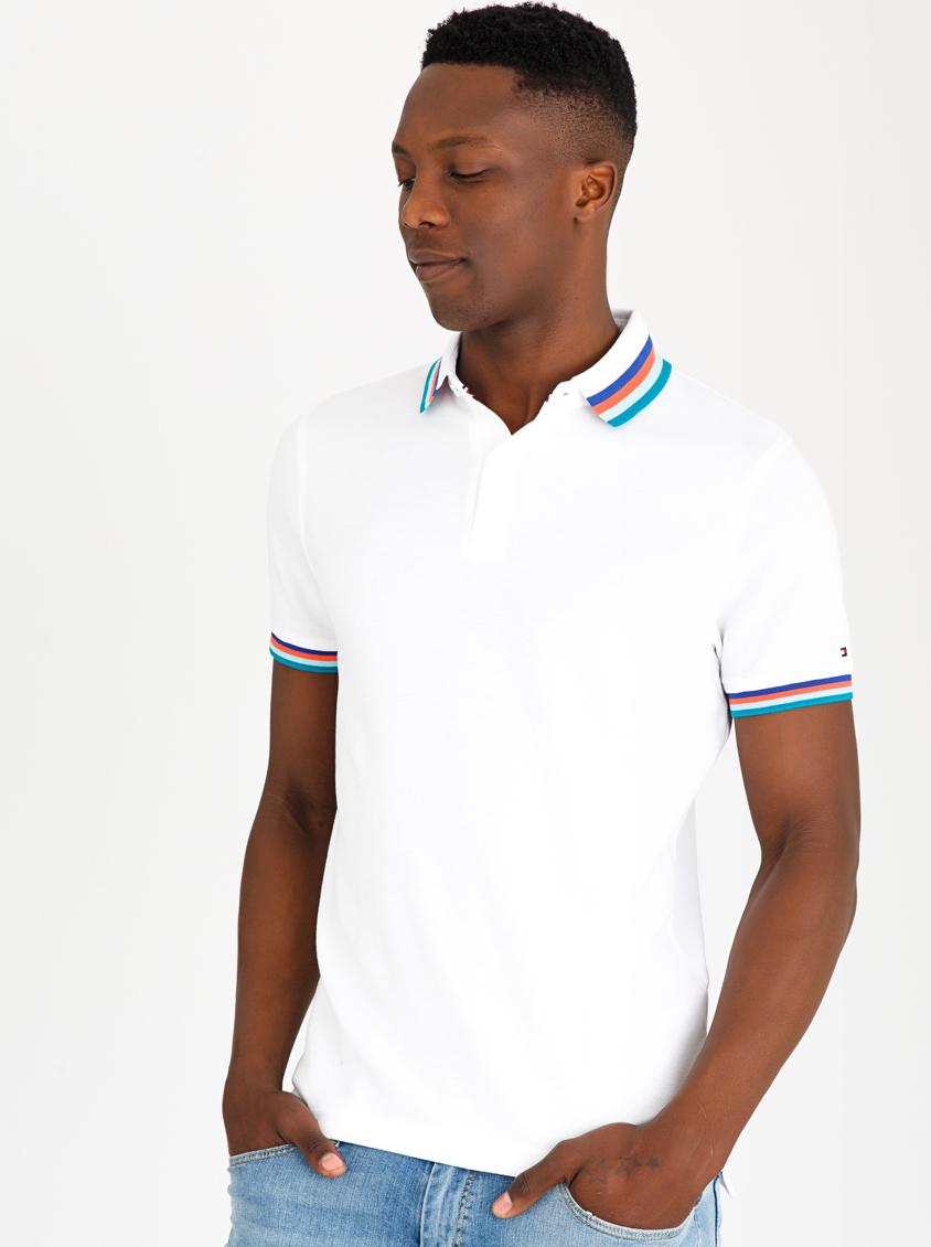 Tipped Polo Golfer White Tommy Hilfiger TShirts & Vests