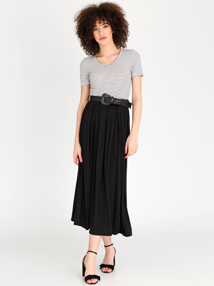 belted open front maxi skirt