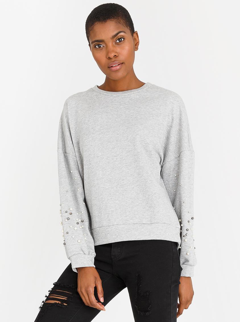 Pearl Detail Sweater Grey Melange STYLE REPUBLIC Hoodies & Sweats | Superbalist.com