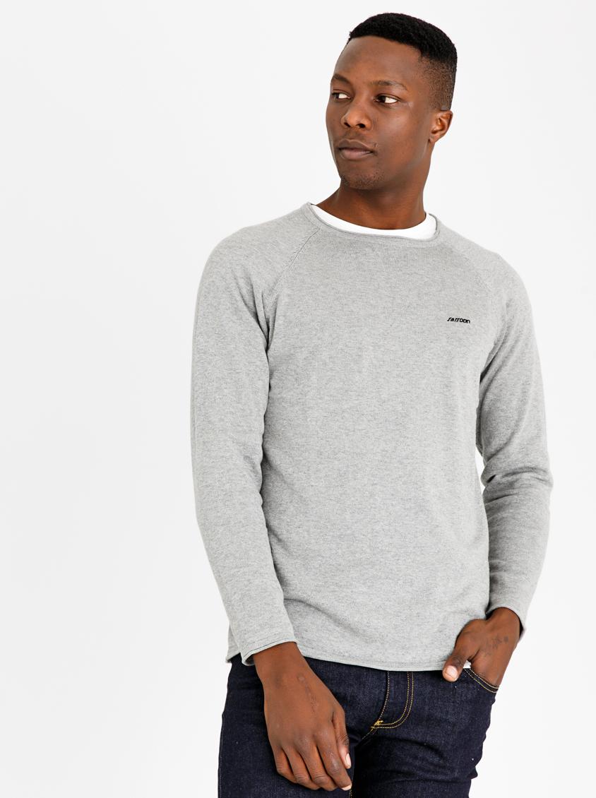 Download Crew Neck Sweater With Roll Neck Grey Melange Sassoon ...