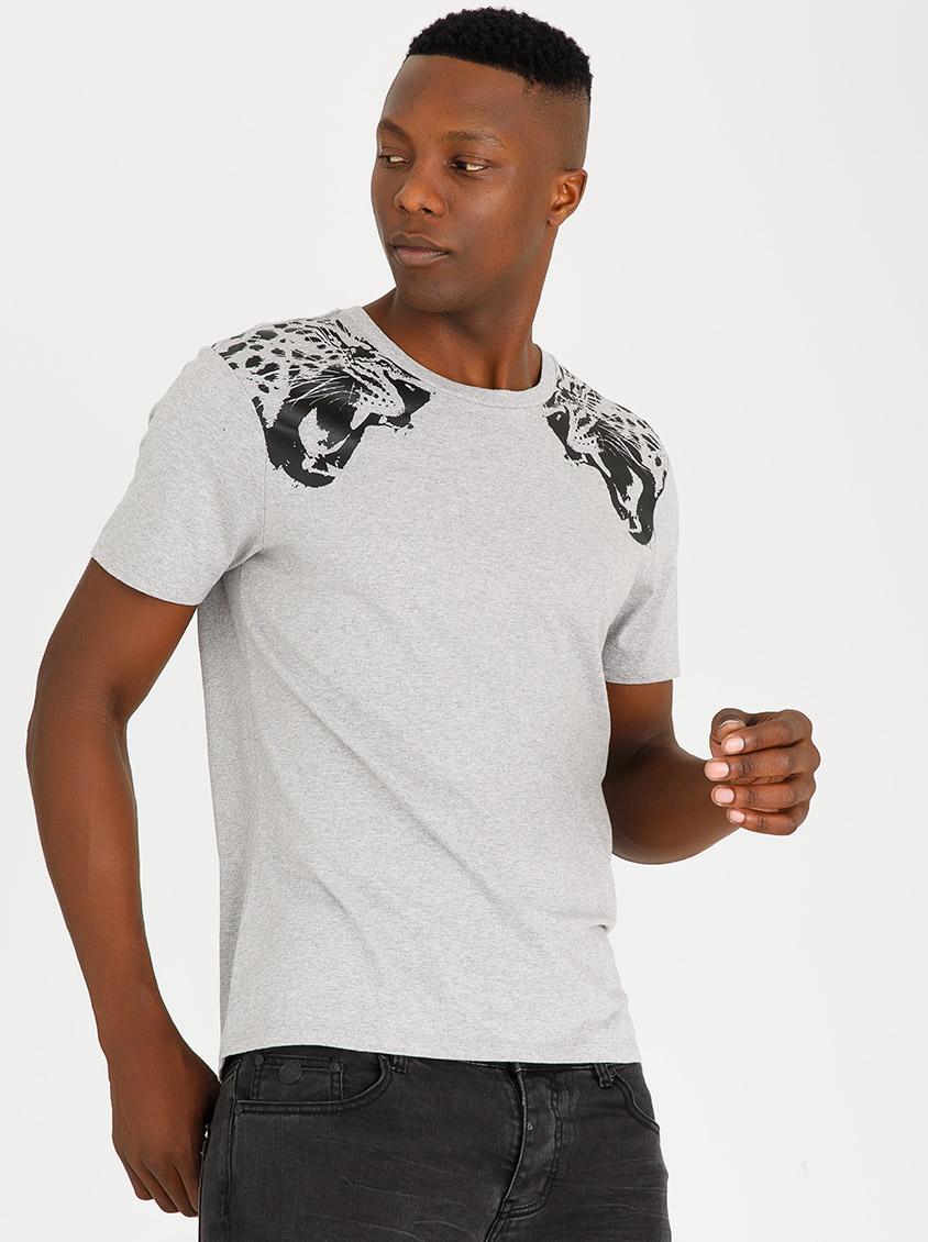 Leopard Foil Cotton Tee Grey GUESS T-Shirts & Vests | Superbalist.com