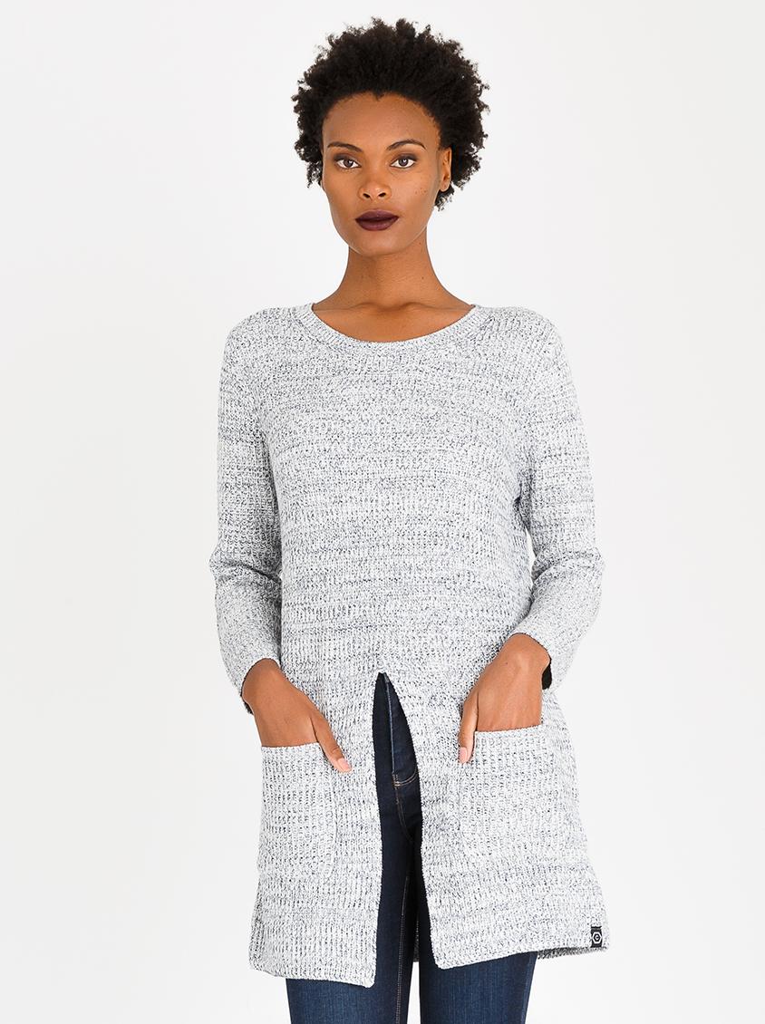 Long Sleeve Tunic with Front Slit Grey CRAVE Blouses | Superbalist.com