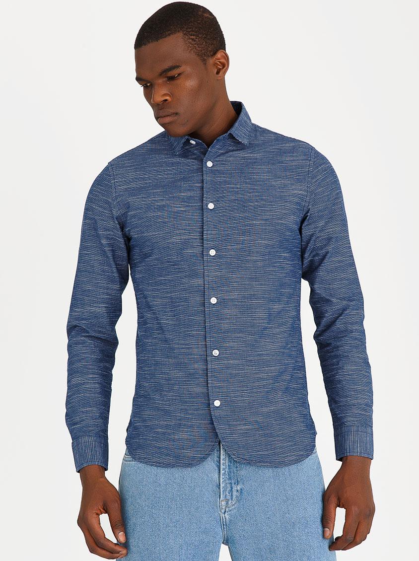 Slub Curved Hem Shirt Blue Only & Sons Shirts | Superbalist.com