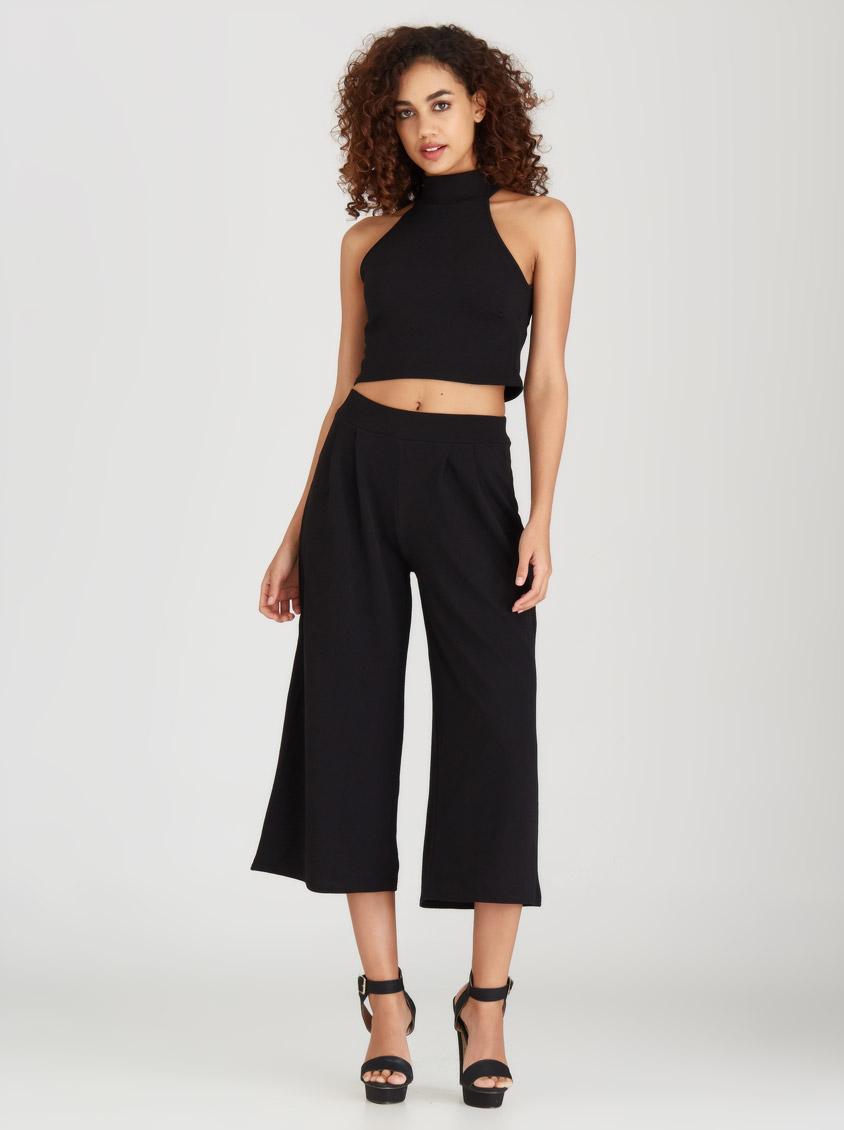 High Neck Cropped Top and Culotte Set Black Boohoo Formal | Superbalist.com