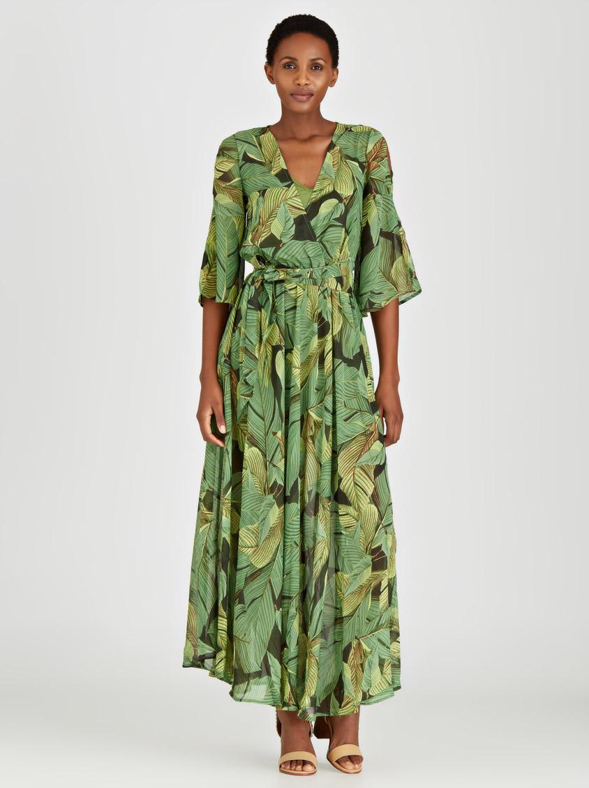 Tropical Leaf Print Maxi Dress Green G Couture Casual | Superbalist.com