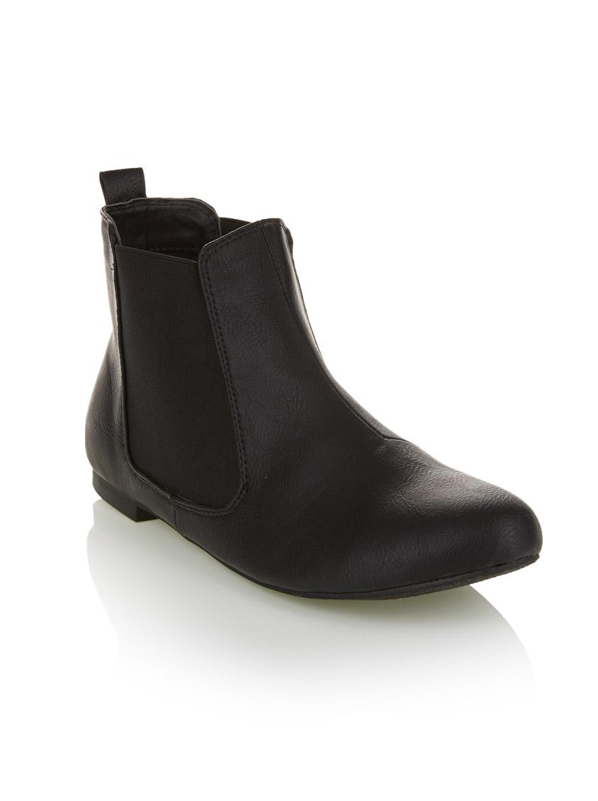 black flat ankle boots for women