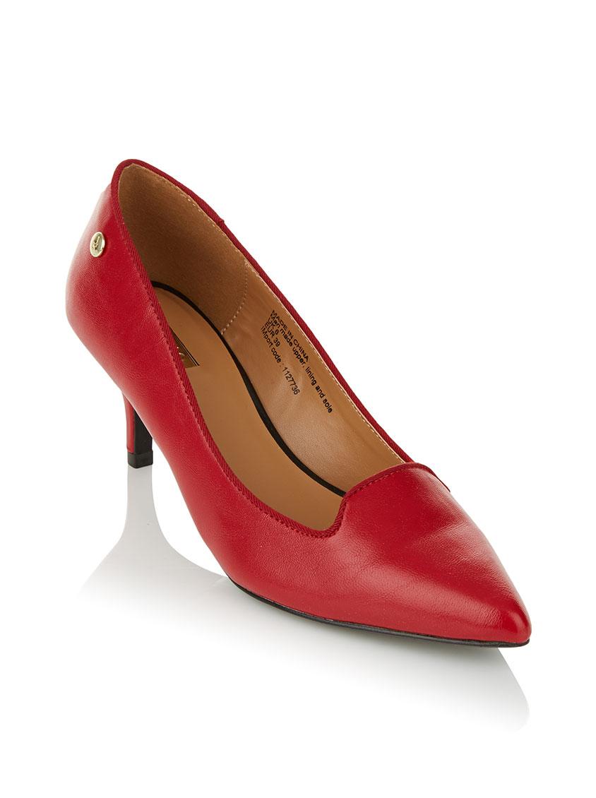 red pointed court shoes