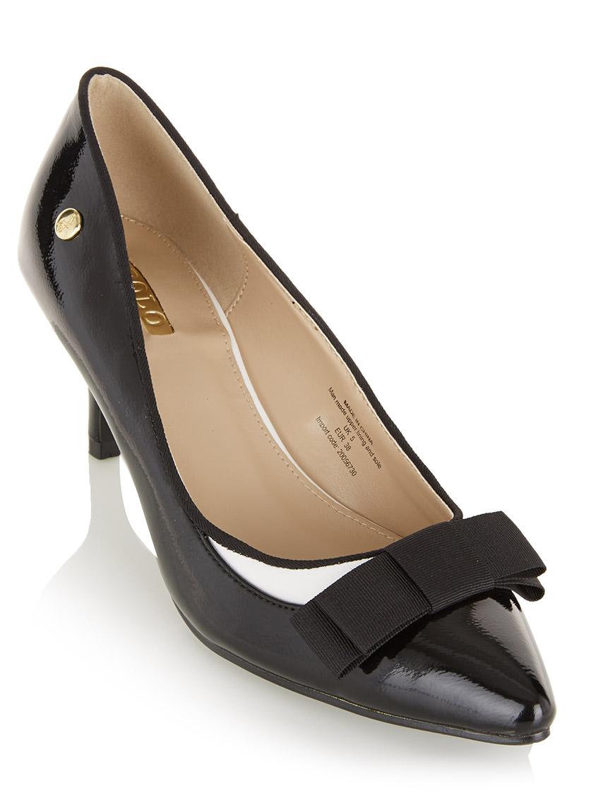 black court shoes with bow