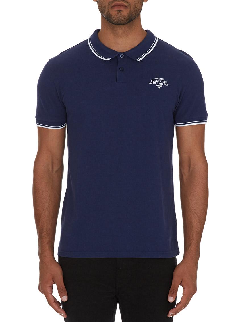 Tipped golfer Mid Blue GUESS T-Shirts & Vests | Superbalist.com