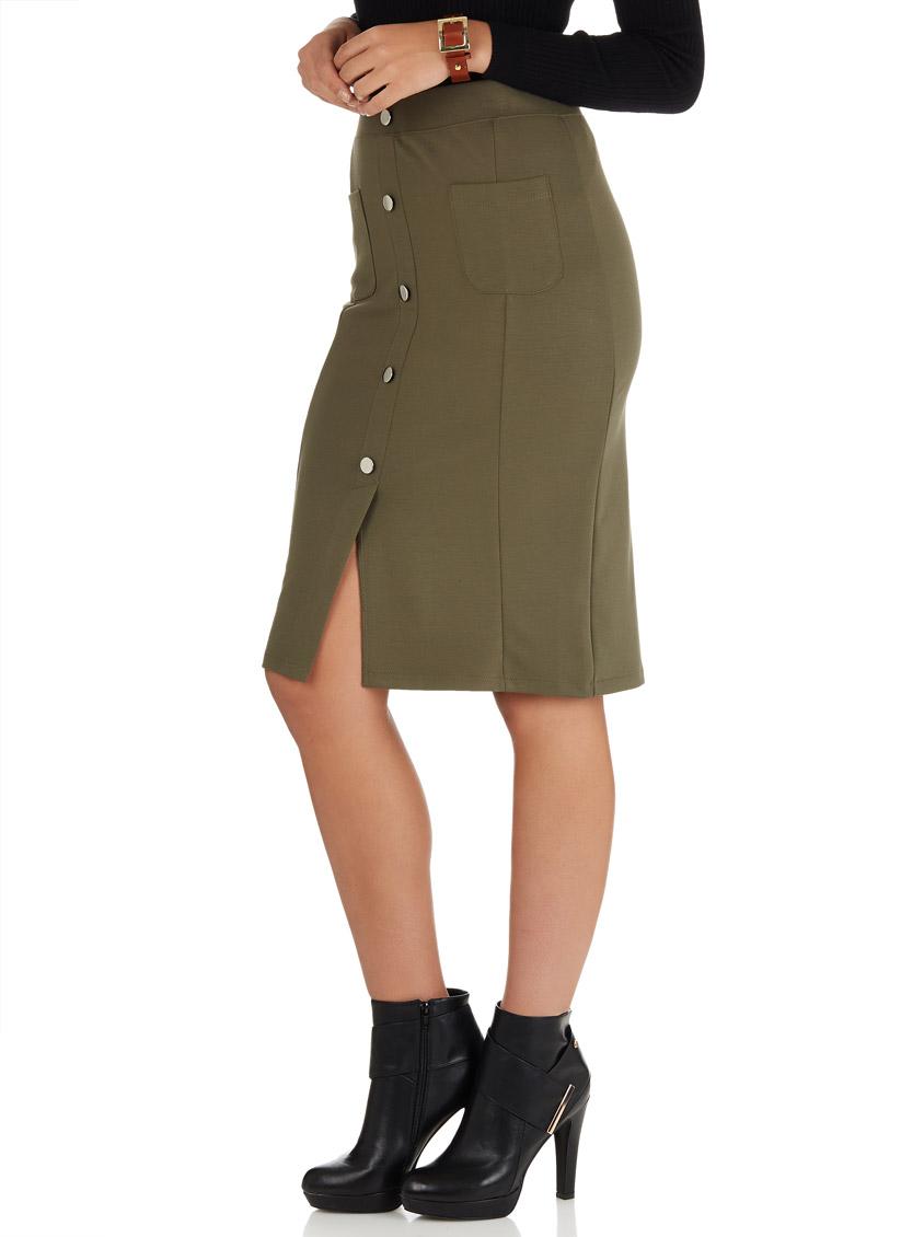 Front Button Midi Skirt Khaki Green c(inch) Skirts | Superbalist.com