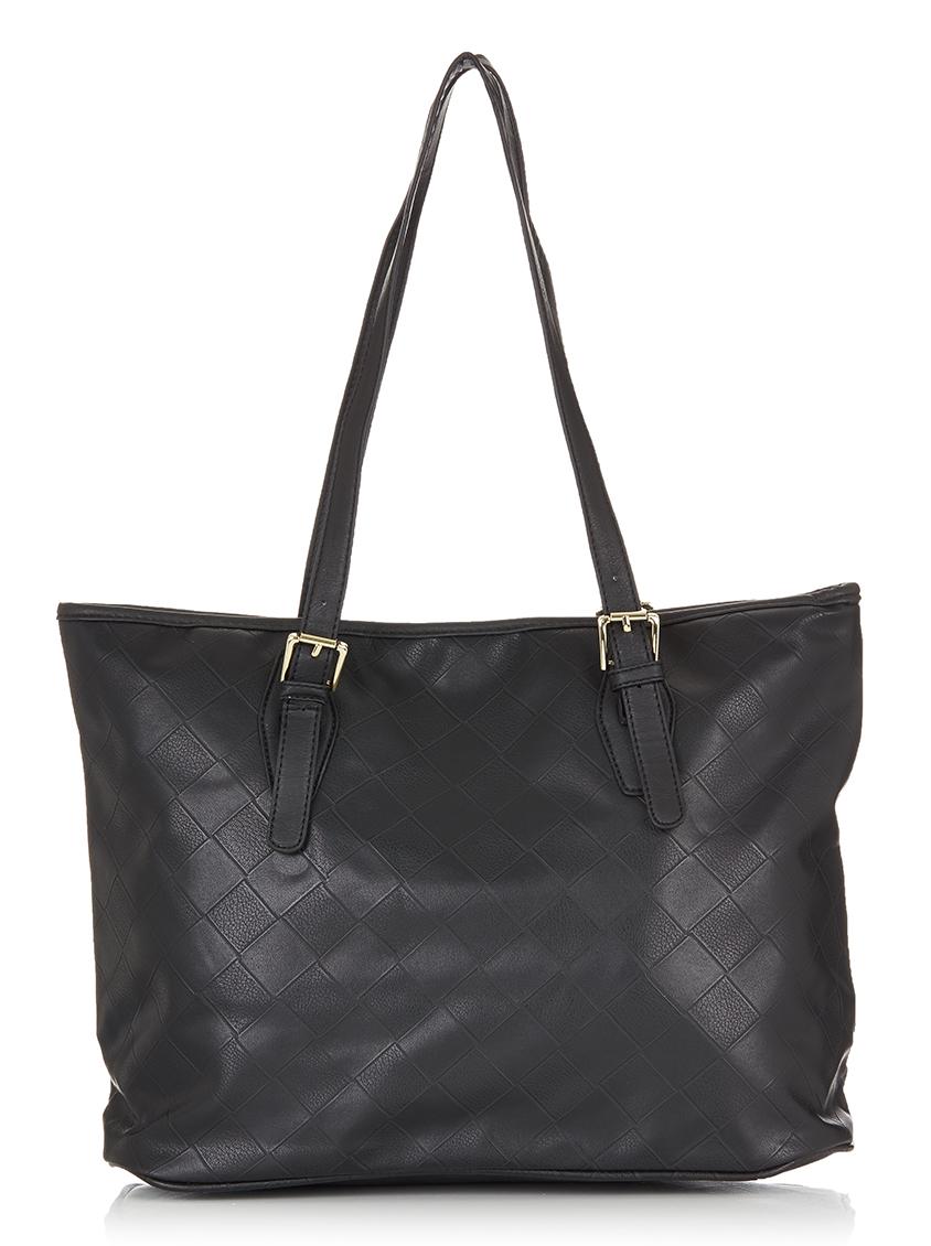 Quilted Tote Bag with Buckle Details Black Marie Claire Bags & Purses ...