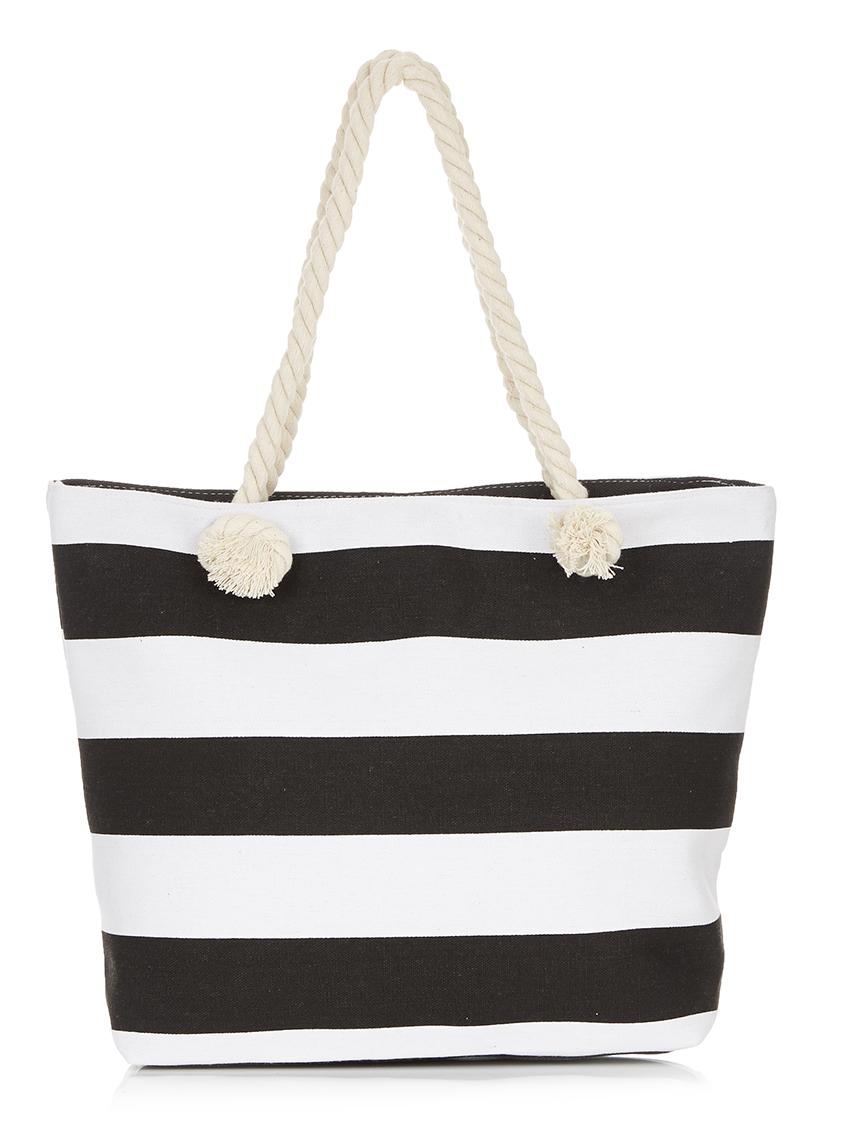 Striped Rope Beach Bag Black and White Joy Collectables Bags & Purses ...
