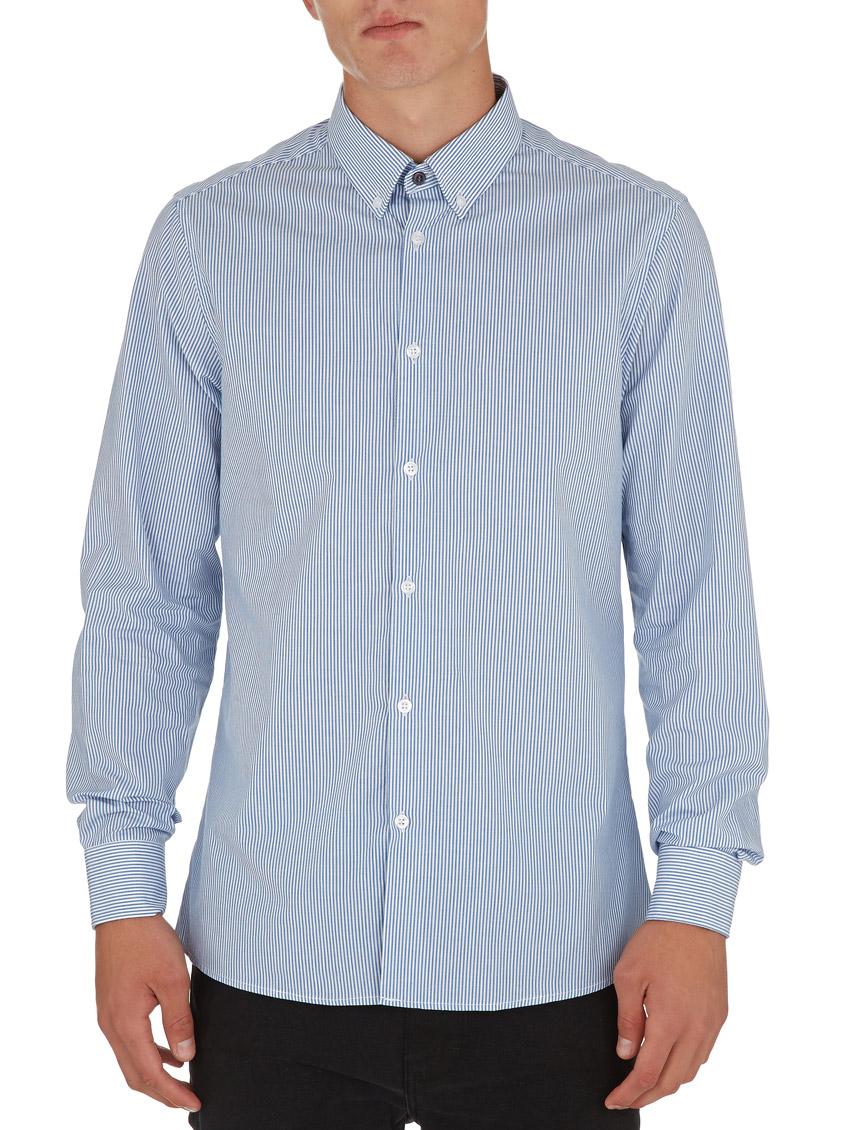 Slim-fit Straight Collar Shirt Blue/White edited Formal Shirts ...
