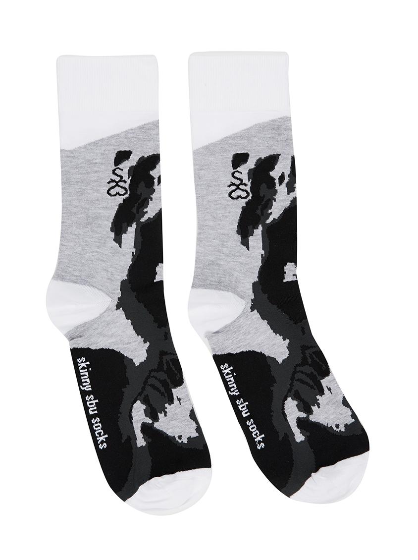 Double Black Collection Design 09 Black and White Skinny Sbu Socks ...