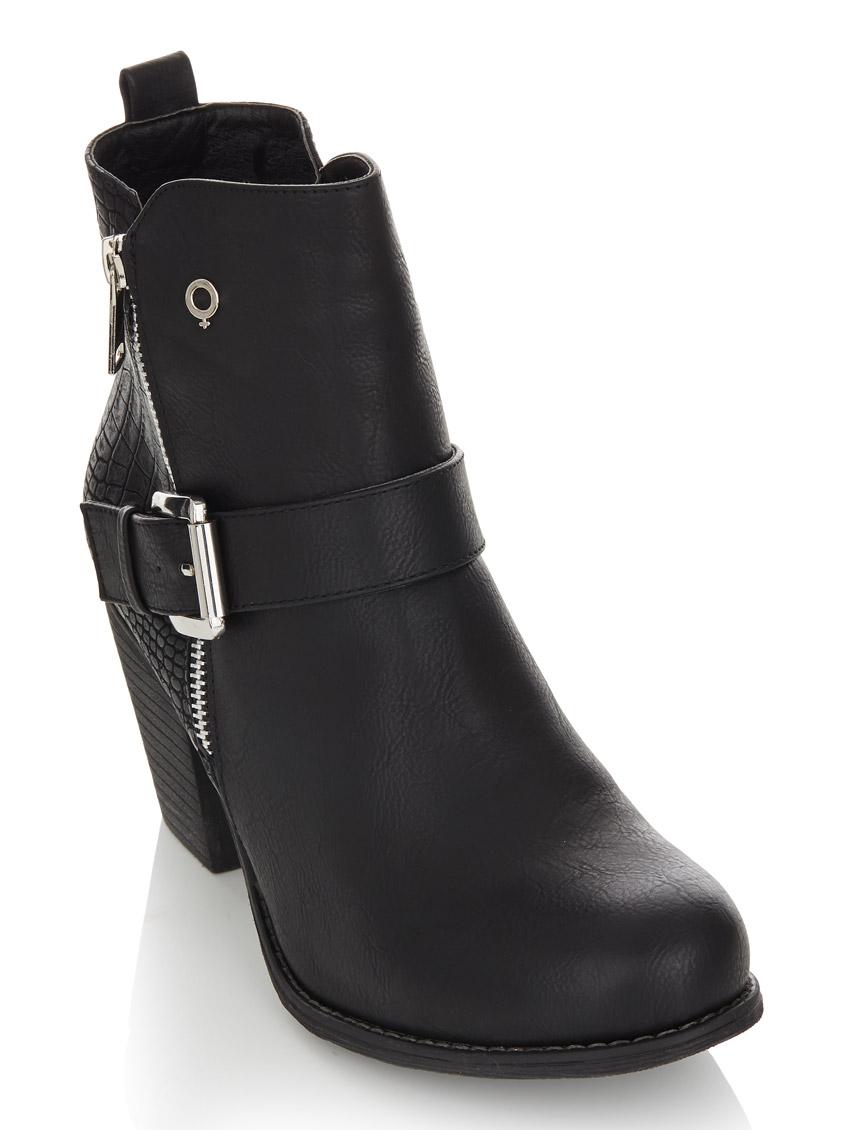 Ankle Boots with Zip and Buckle Detail Black Bronx Boots | Superbalist.com