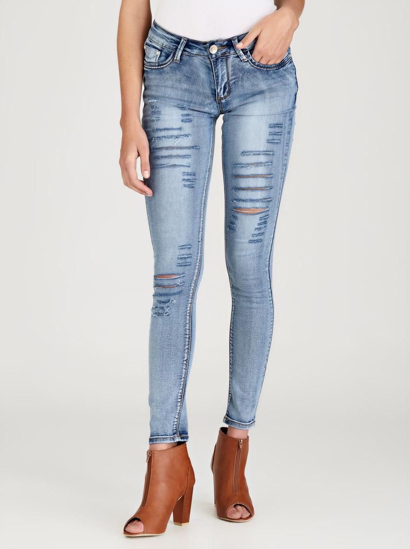 Stonewashed Extreme Ripped Skinny Jeans Pale Blue London Hub Jeans ...