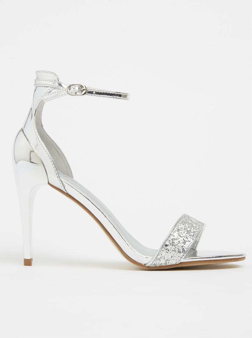 Ankle Strap Glitter Glam Heels Silver Miss Black Heels | Superbalist.com