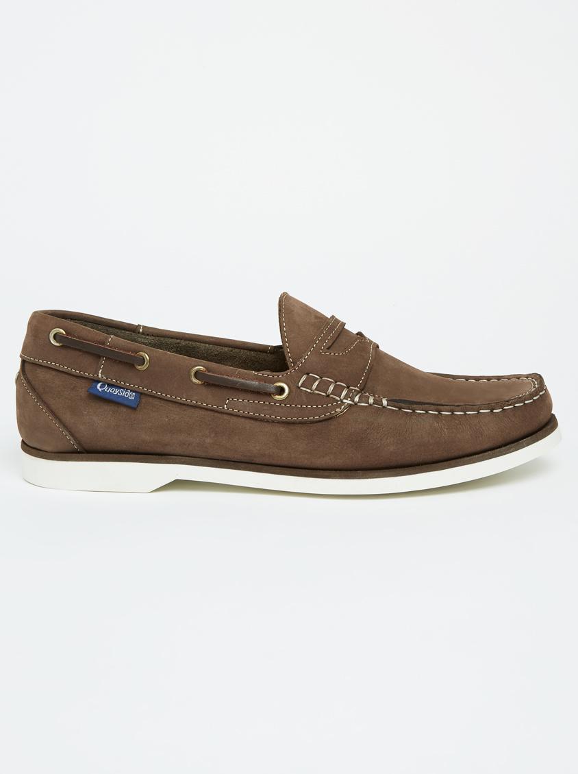 Classic Leather Boat Shoes Mid Brown Quayside Slip-ons and Loafers ...