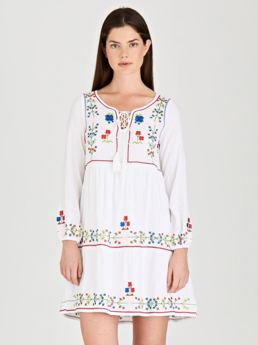 Embroidered Longsleeve Dress White SALT Casual | Superbalist.com