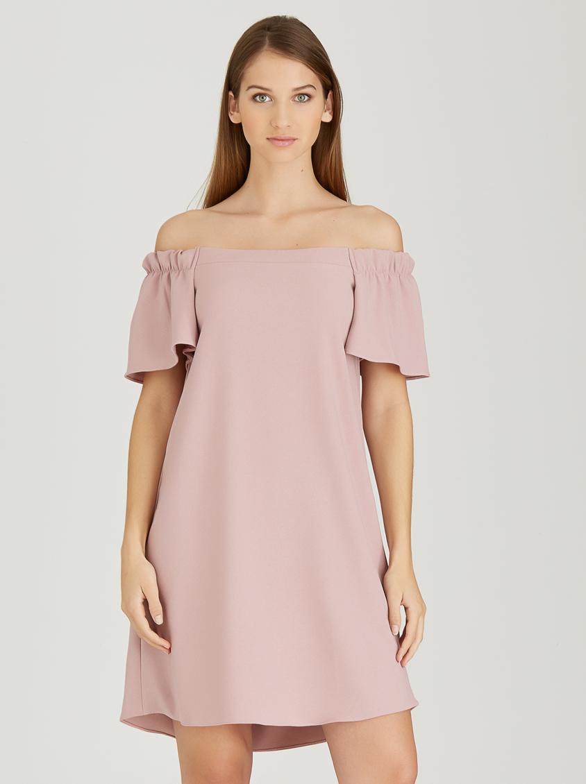 pale pink bardot dress