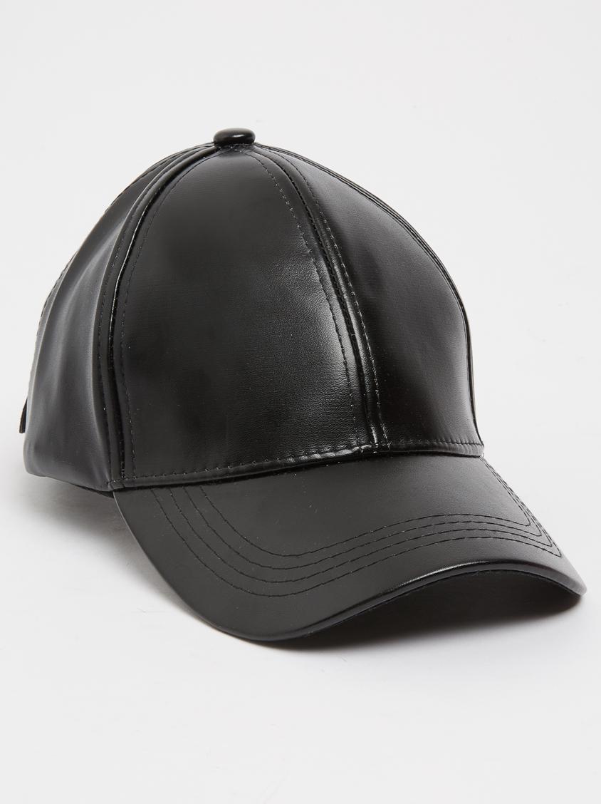 leather look baseball cap