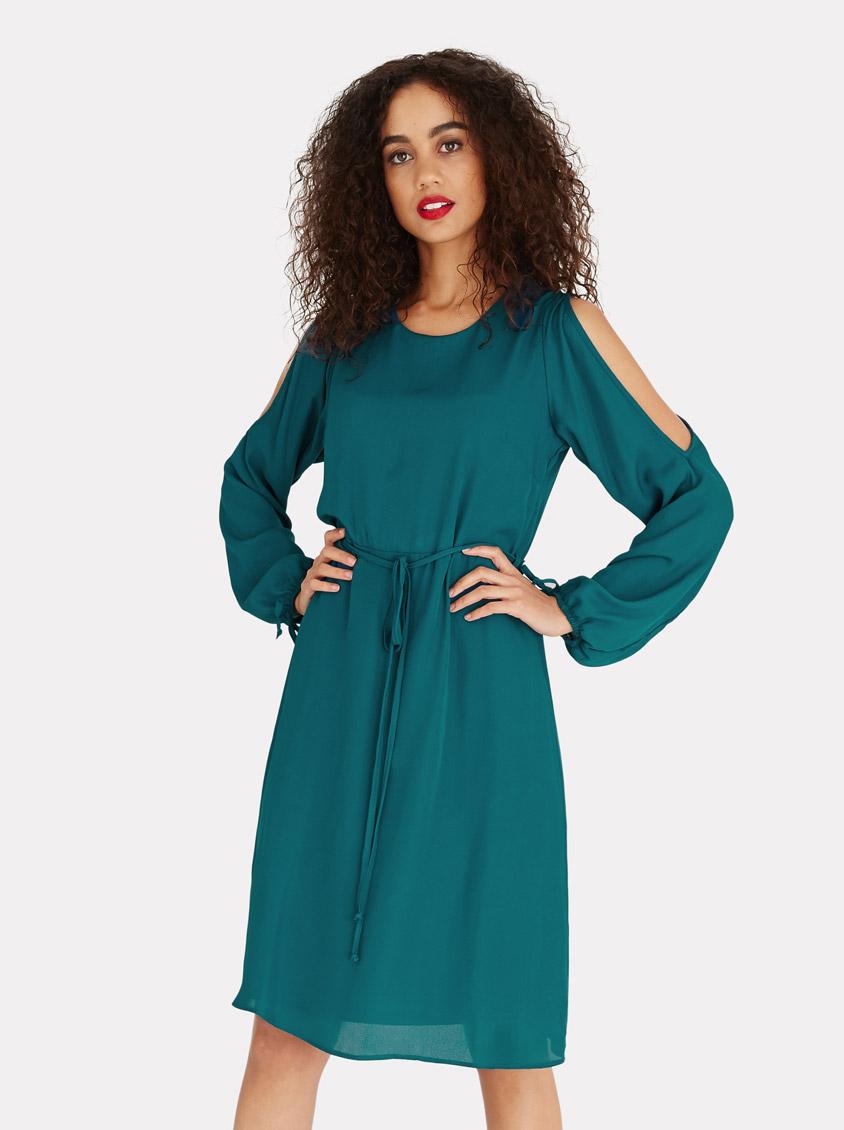 Cold-shoulder Long Sleeve Dress Turquoise edit Casual | Superbalist.com