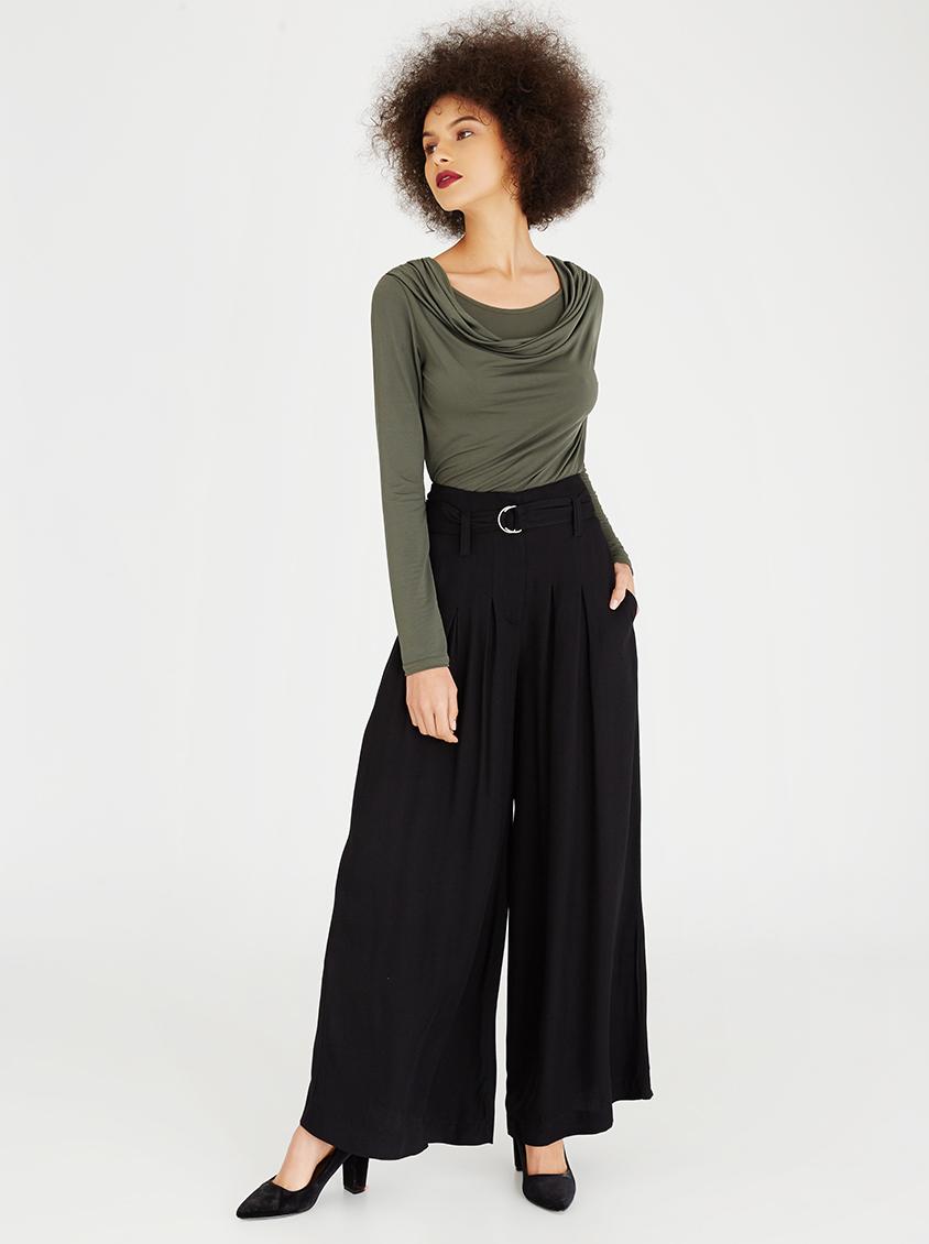 high waisted denim palazzo pants