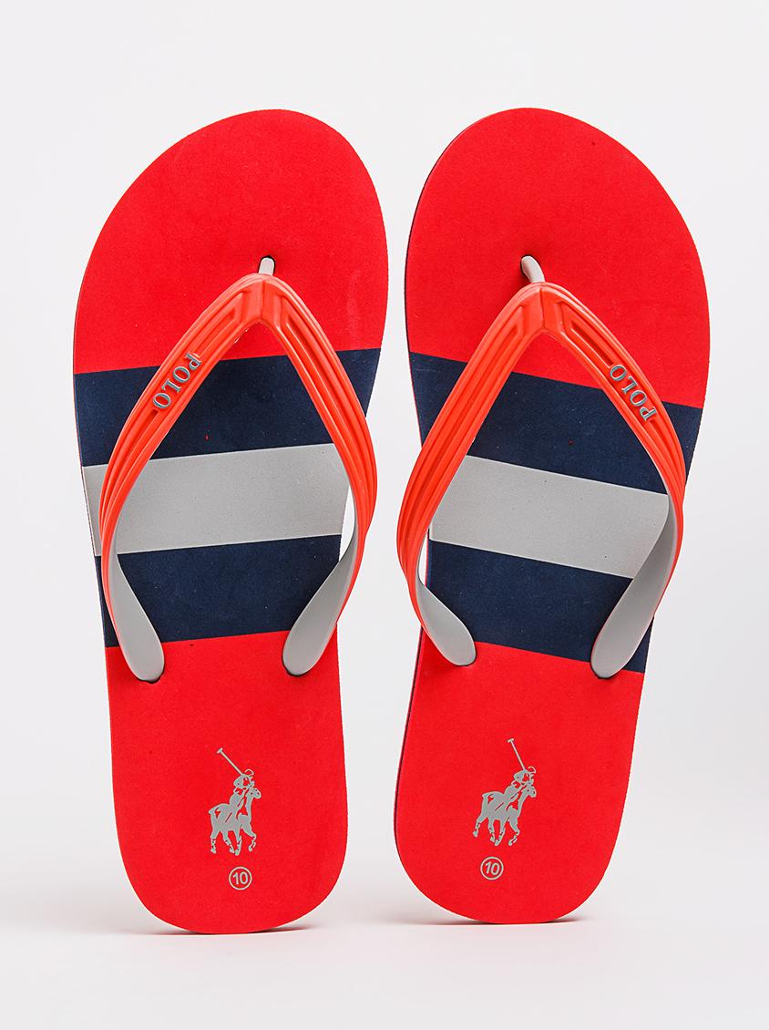 Striped Flip Flop Red POLO Sandals 
