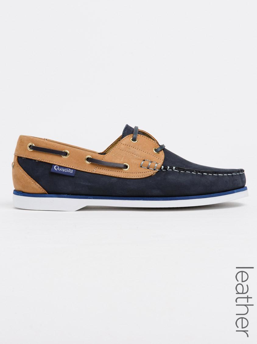 Classic 2 Tone Leather Boat Shoes Navy Quayside Slip-ons and Loafers ...