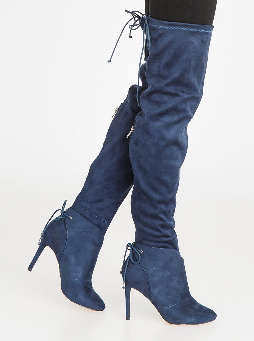 Belle Thigh High Boots Navy Miss Black Boots Superbalist