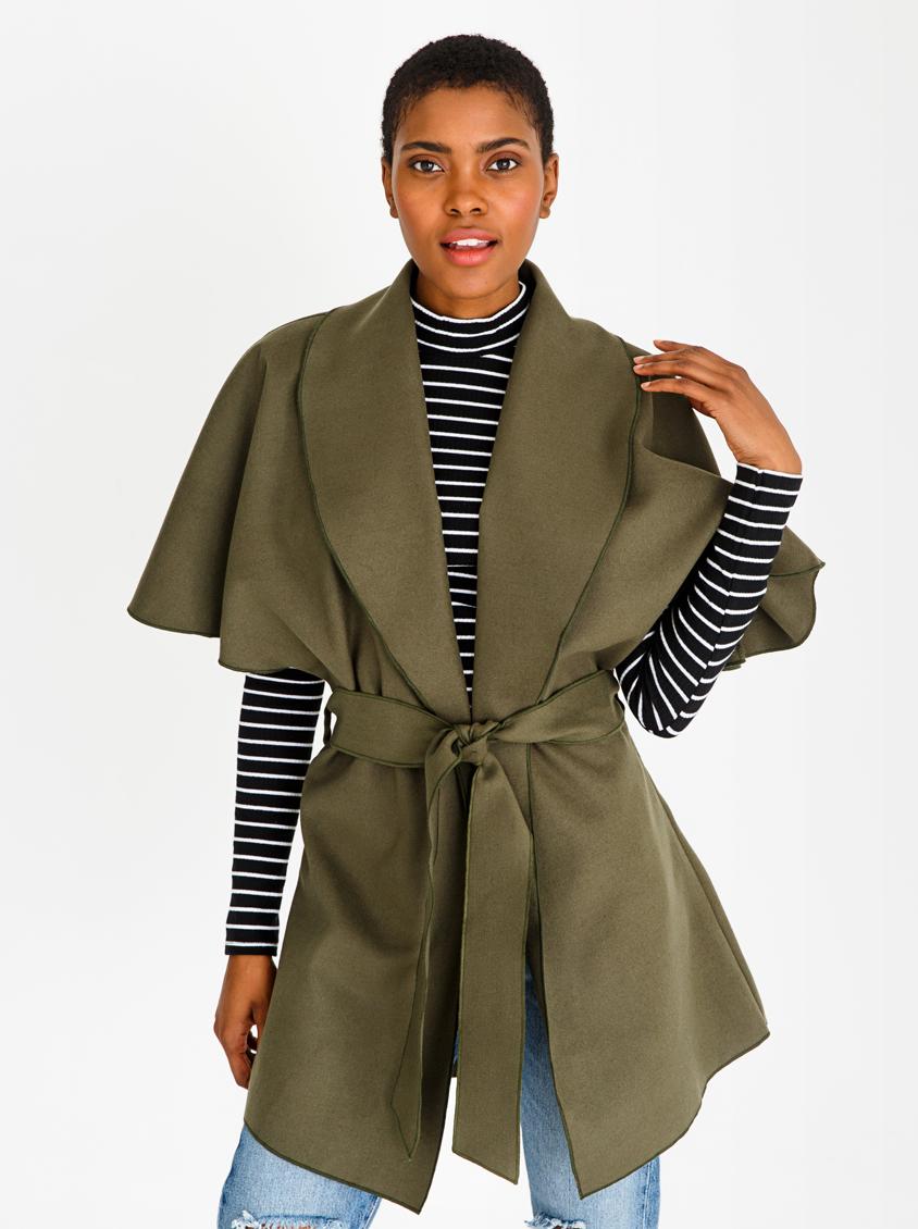 dark green wrap coat