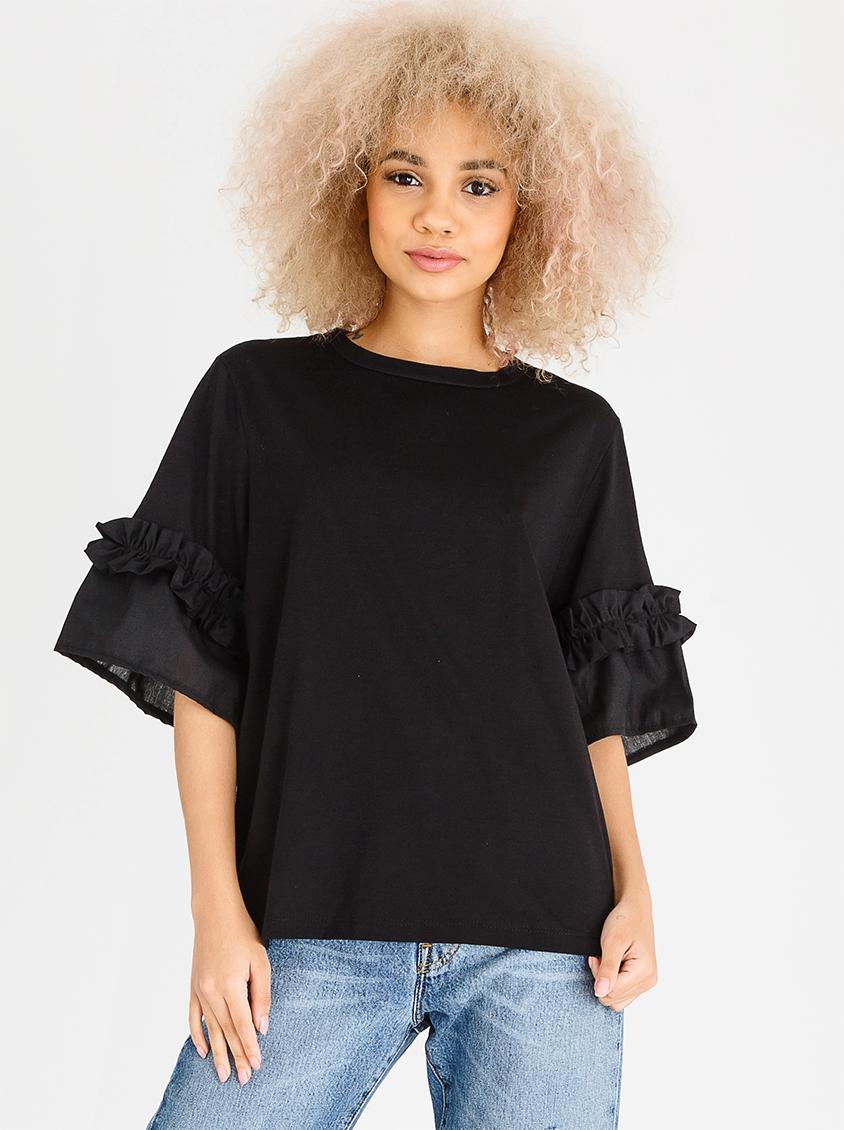 Frill Sleeve Tshirt Black STYLE REPUBLIC TShirts, Vests & Camis