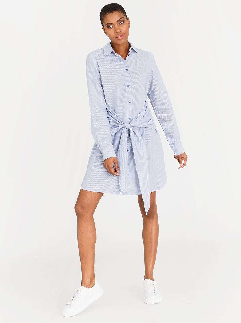 white tie front shirt dress