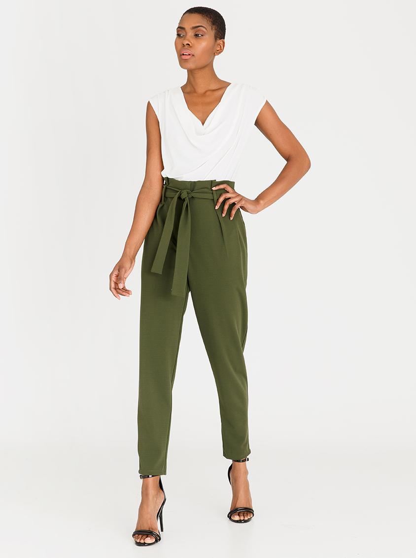 Relaxed Paperbag Pants - Green