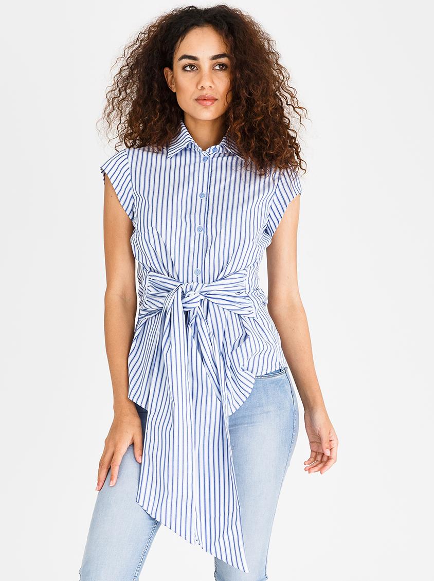 Blue Cotton Tie Up Shirt