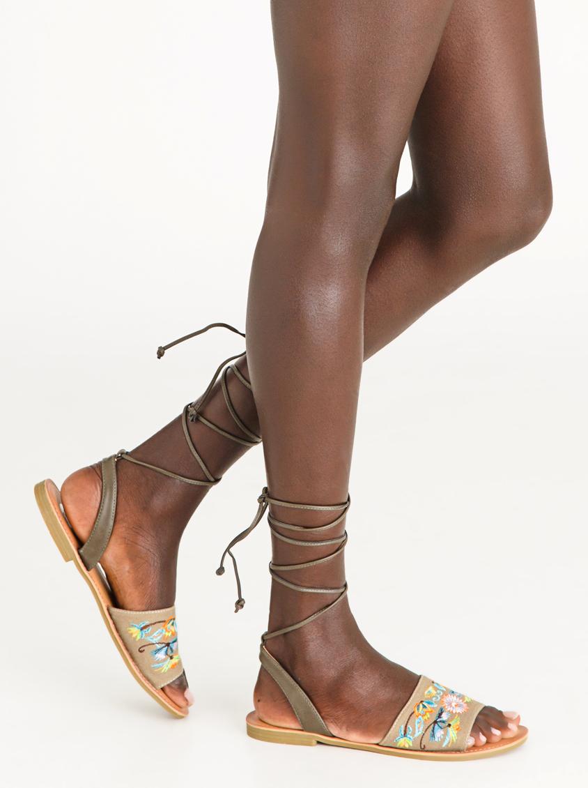 ankle tie flat sandals uk