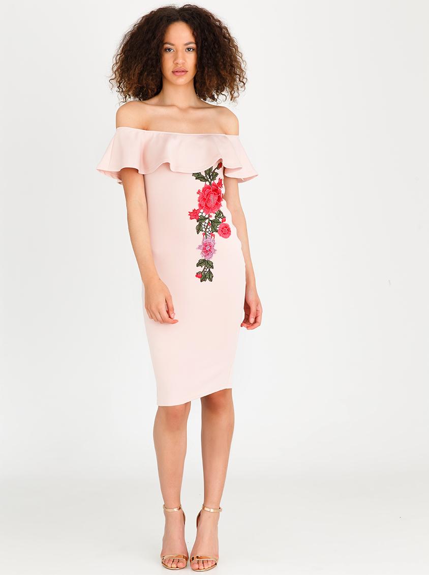 1210640 Pink Bardot Dress