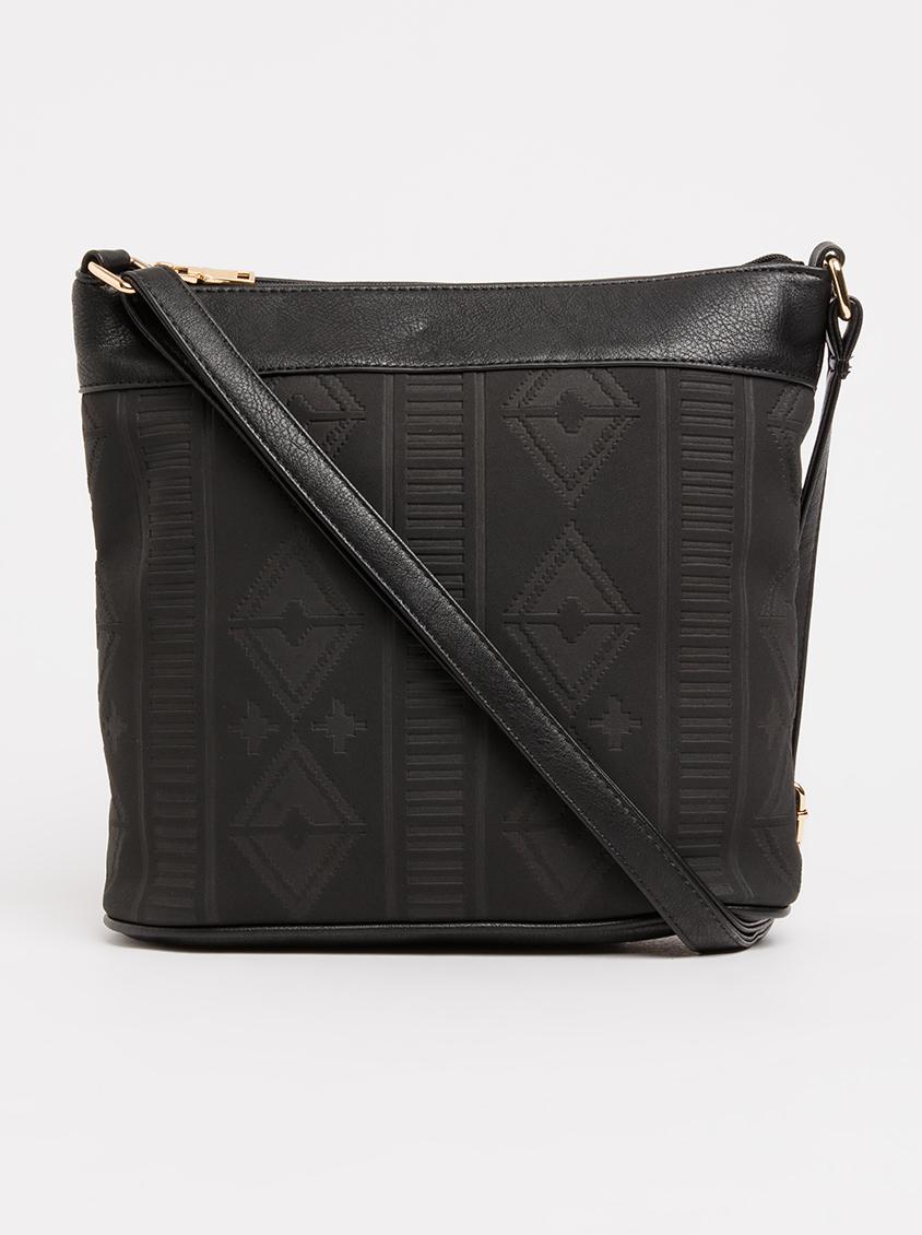 Black Embossed Cross Body Bag main image 1