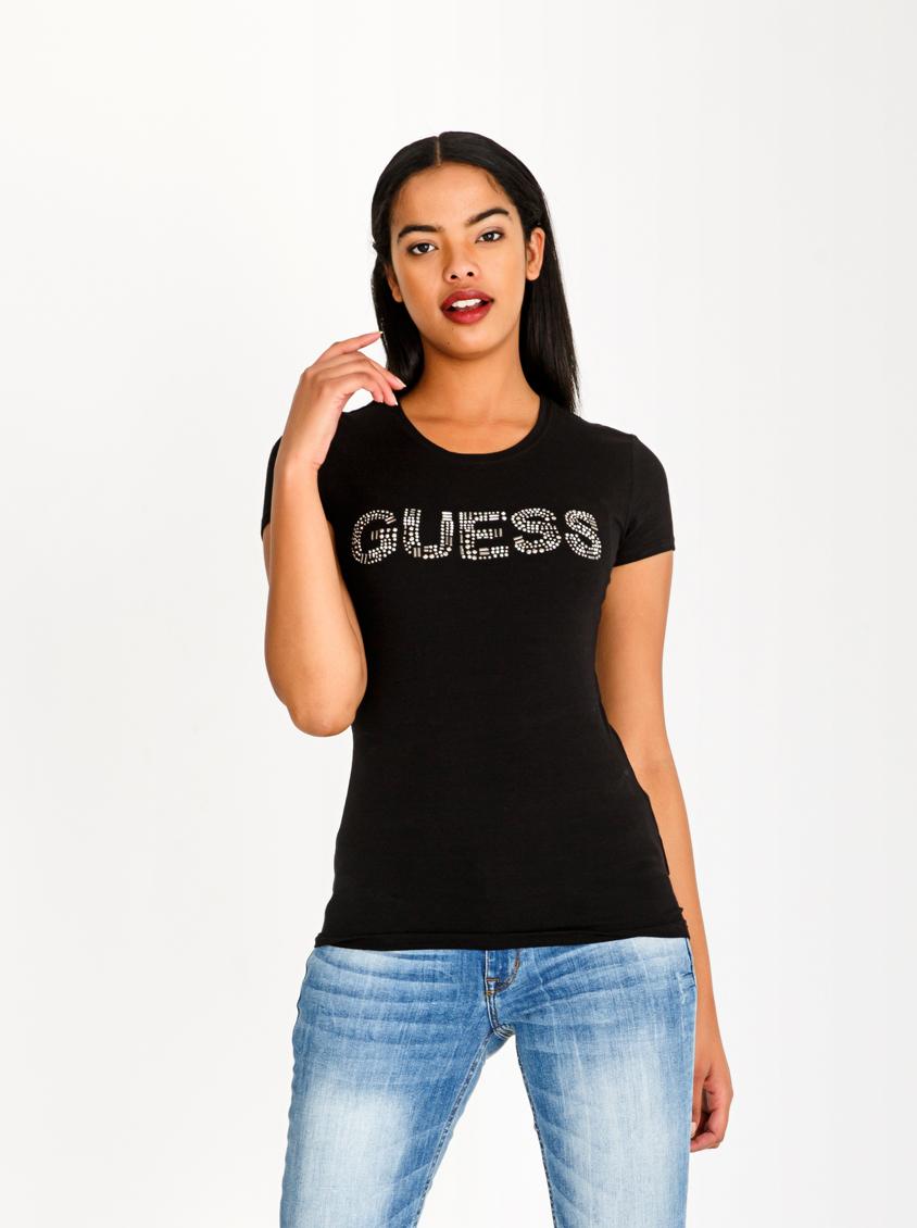 Guess Short Sleeve Bling Tee Black GUESS T-Shirts, Vests & Camis 