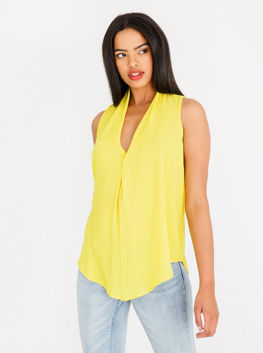 V-neckline sleeveless top - yellow edit T-Shirts, Vests & Camis ...