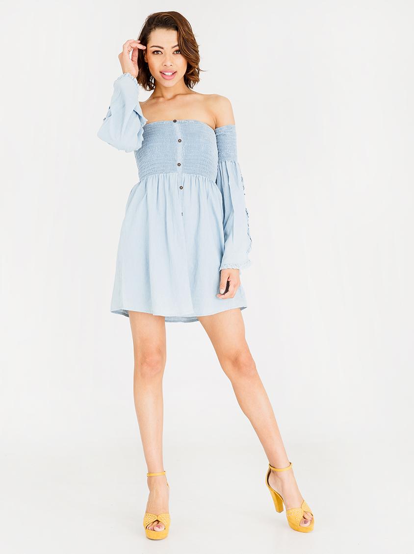 Bell Sleeve Fit And Flare Dress Pale Blue c(inch) Casual | Superbalist.com