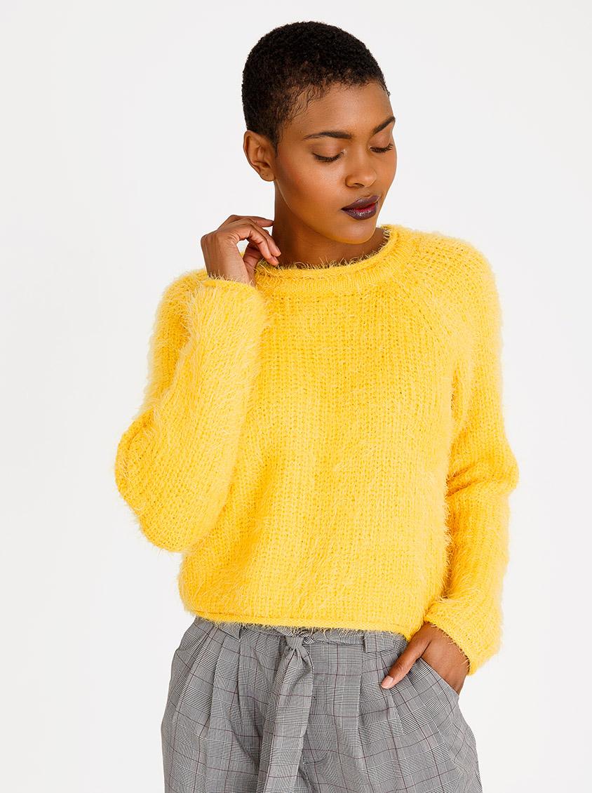 Fluffy Cropped Jersey Yellow Forever21 Knitwear | Superbalist.com