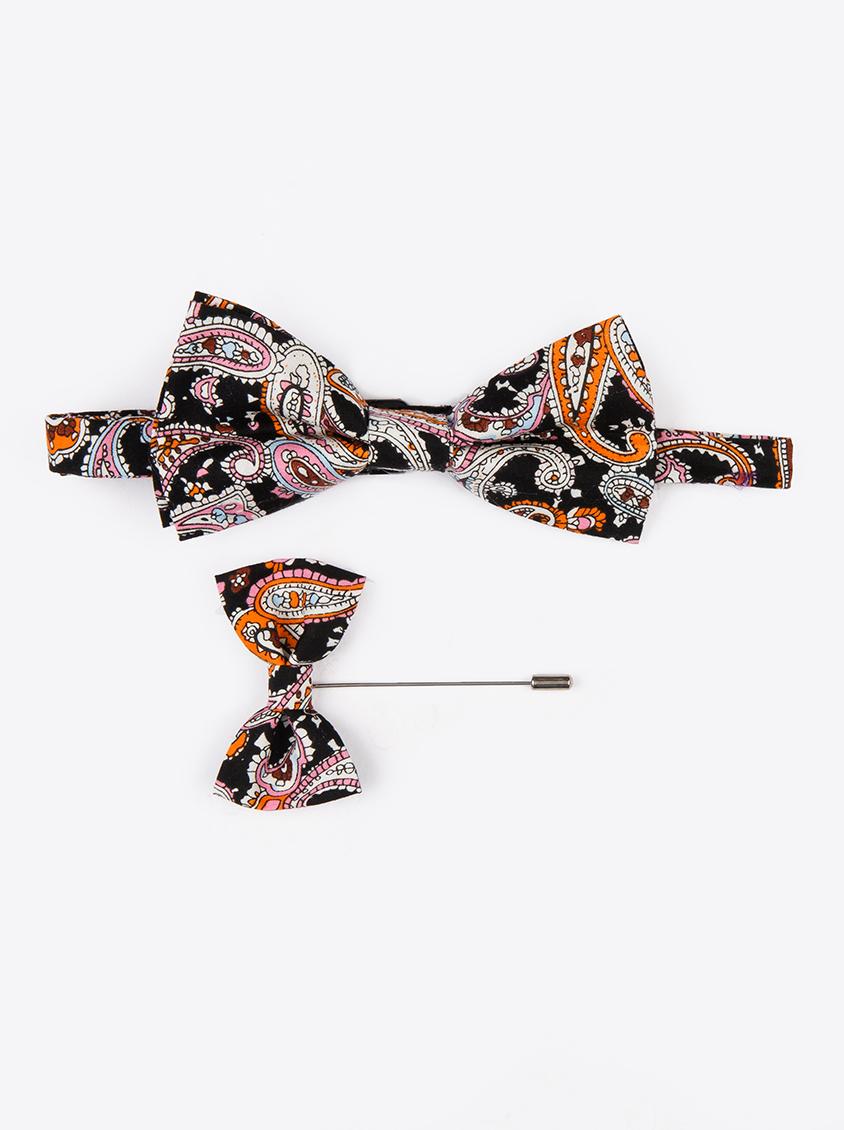 Printed Bow Tie & Lapel Pin Multi-colour STYLE REPUBLIC Ties & Bowties ...