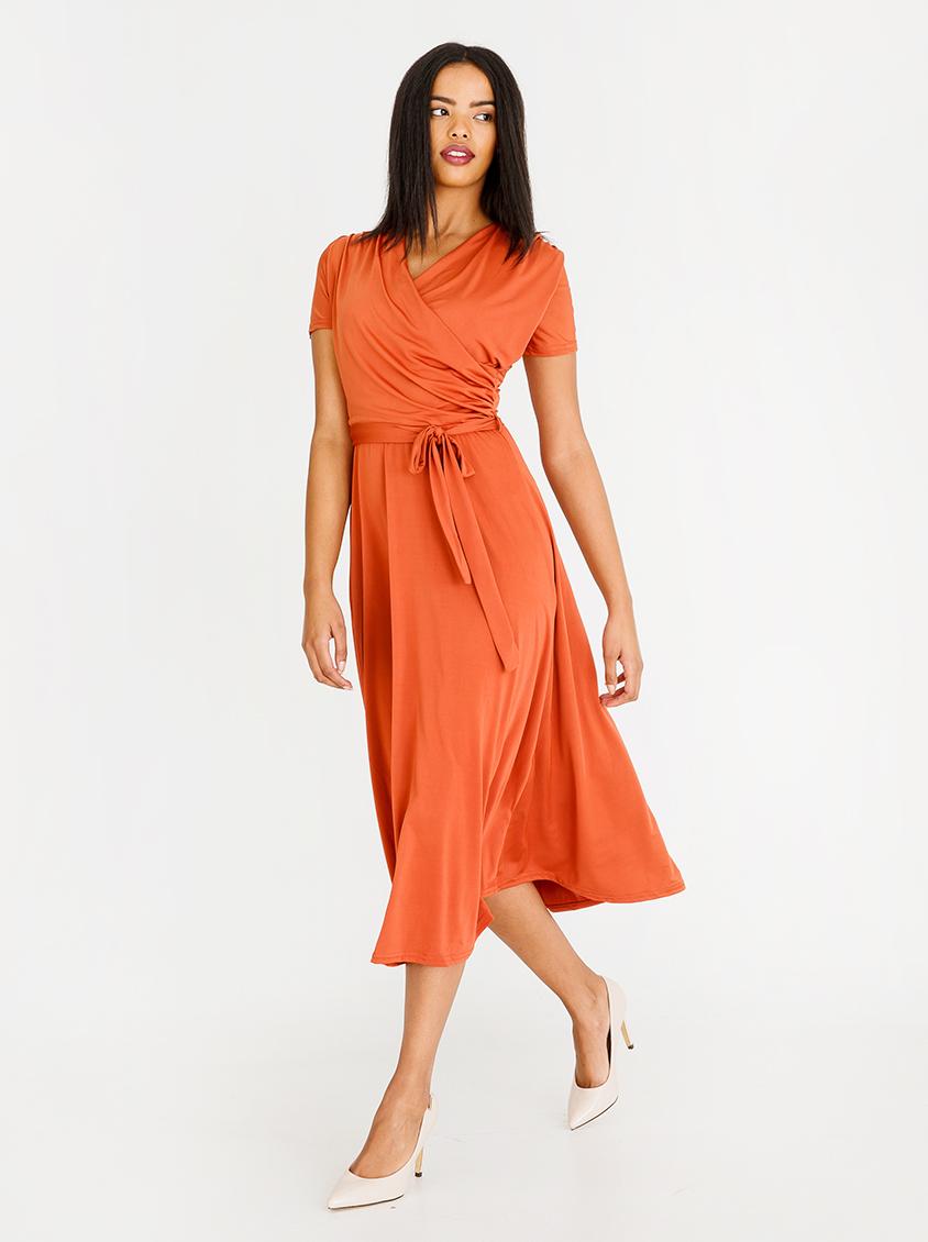 Short Sleeve Fit and Flare Dress Orange edit Formal | Superbalist.com