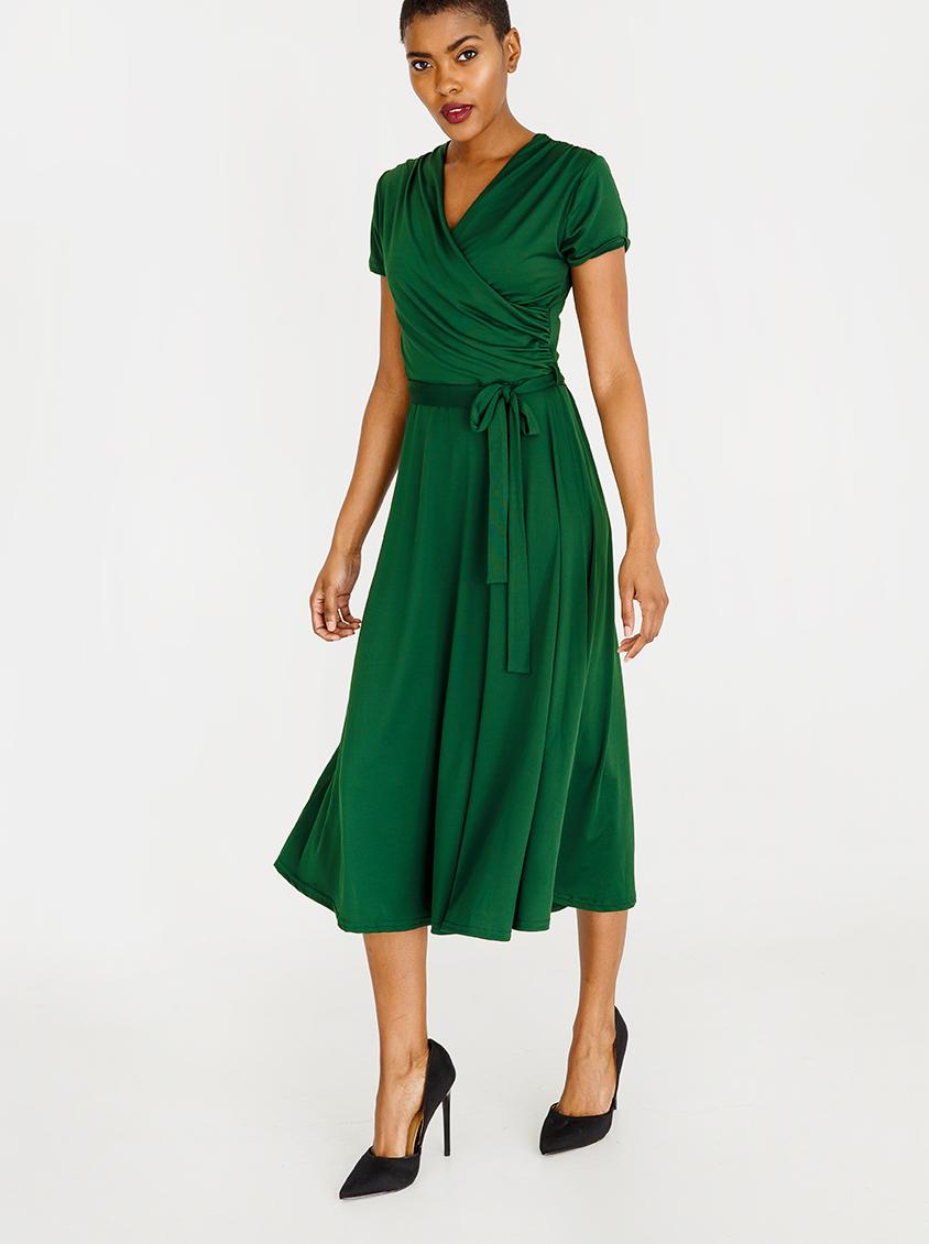 Short Sleeve Fit and Flare Dress Green edit Formal | Superbalist.com