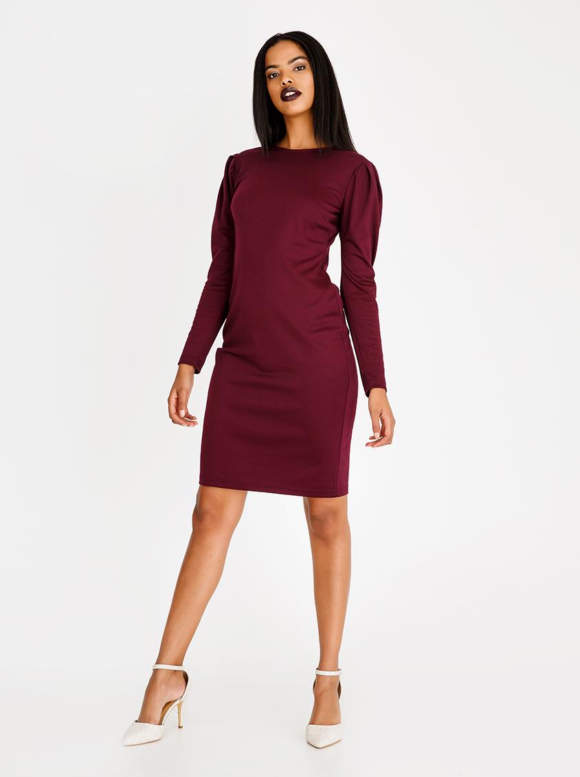 Shift Dress with Puffy Sleeves Burgundy edit Formal | Superbalist.com