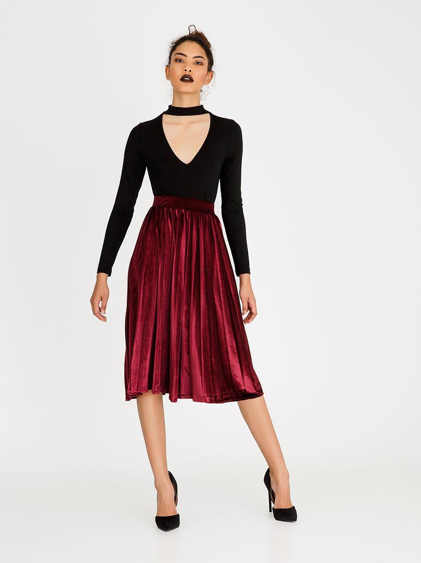 Pleated Velour Skirt Burgundy STYLE REPUBLIC Skirts | Superbalist.com