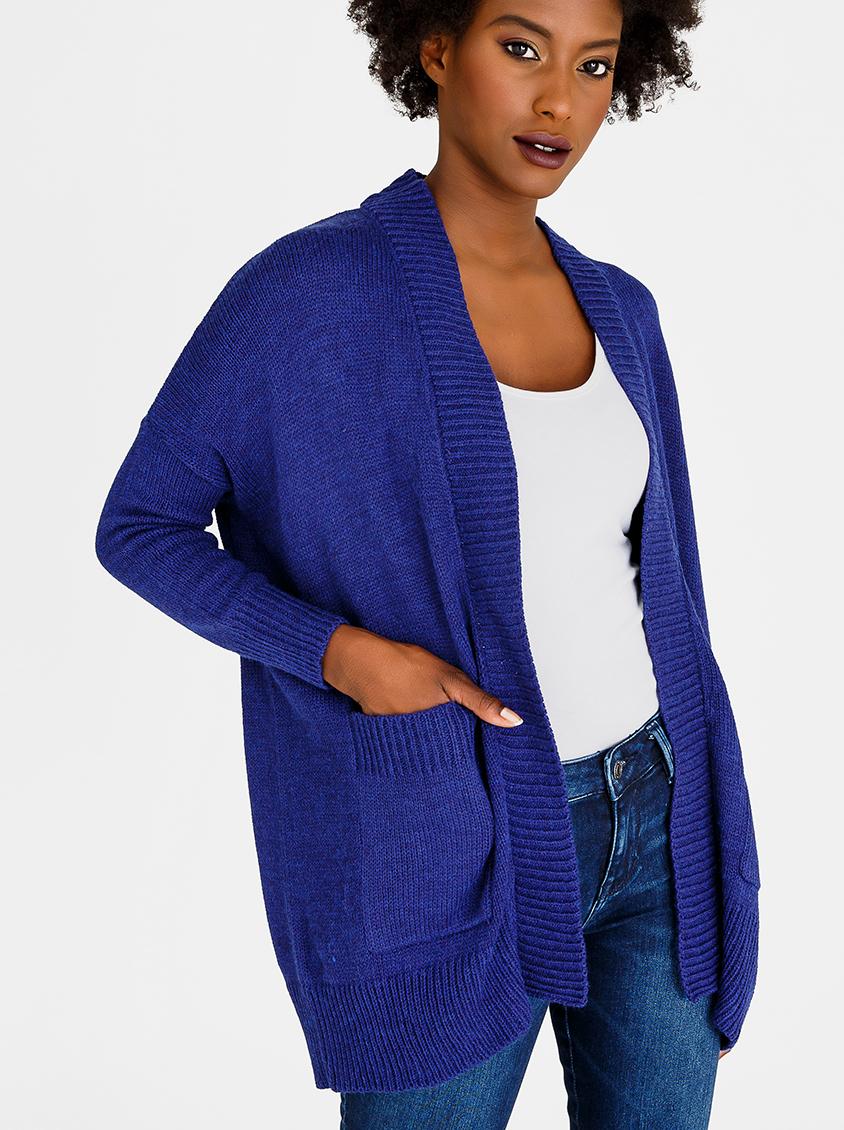 Chic Luxe Blue Knit Cardi