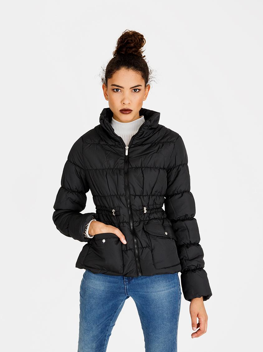 Puffer Jacket with Draw-cord Detail Black Brave Soul Jackets ...